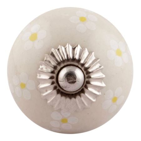 Cream Tiny Flower Ceramic Wardrobe Knobs